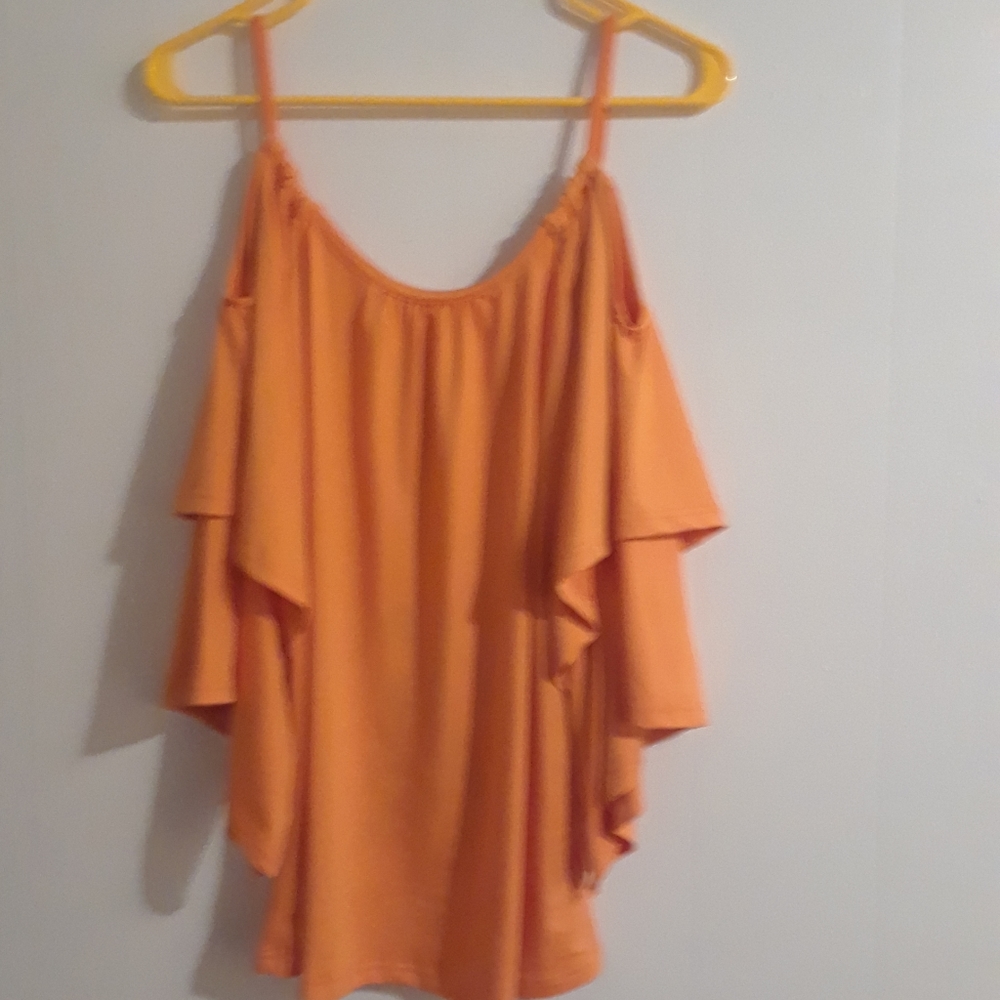 Orange no shoulder top